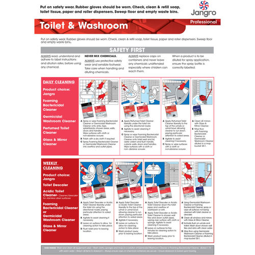 Jangro Washroom Cleaning Chart (XA153)